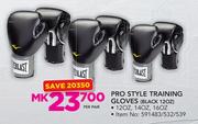 Everlast Pro Style Training Gloves BLACK 12OZ-Per Pair