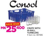 Consol Crate With Hi Ball Tumblers