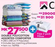 Casa Queen Polycotton Assorted Comforter With Free 2 Pack Pillow-Each