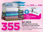 Casa Double Polycotton Assorted Comforters With Free 2 Pack Pillows