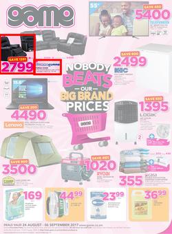 Game Zambia : Nobody Beats Our Big Brand Prices (24 Aug - 6 Sep 2017), page 1