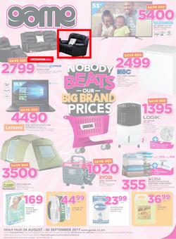 Game Zambia : Nobody Beats Our Big Brand Prices (24 Aug - 6 Sep 2017), page 1