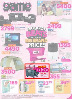 Game Zambia : Nobody Beats Our Big Brand Prices (24 Aug - 6 Sep 2017), page 1