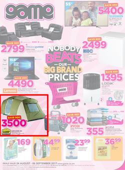 Game Zambia : Nobody Beats Our Big Brand Prices (24 Aug - 6 Sep 2017), page 1