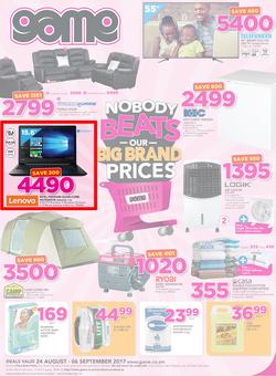 Game Zambia : Nobody Beats Our Big Brand Prices (24 Aug - 6 Sep 2017), page 1