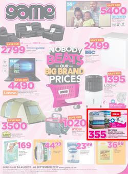 Game Zambia : Nobody Beats Our Big Brand Prices (24 Aug - 6 Sep 2017), page 1