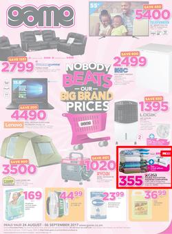 Game Zambia : Nobody Beats Our Big Brand Prices (24 Aug - 6 Sep 2017), page 1