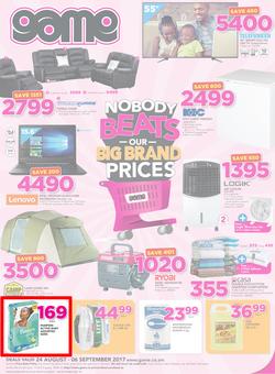 Game Zambia : Nobody Beats Our Big Brand Prices (24 Aug - 6 Sep 2017), page 1