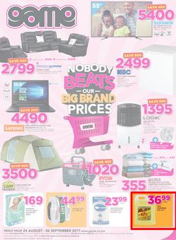 Game Zambia : Nobody Beats Our Big Brand Prices (24 Aug - 6 Sep 2017), page 1
