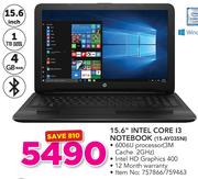 HP 15.6 Intel Core i3 Notebook 15-AYO35NI