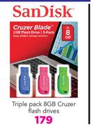 Sandisk Triple Pack 8GB Cruzer Flash Drives