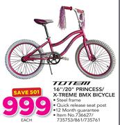 Totem 16"/20" Princess/X-Treme BMX Bicycle-Each