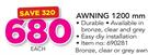Duolite Awning 1200mm-Each