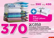 Casa Double Polycotton Assorted Comforters With Free 2 Pack Pillows