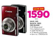 Canon Ixus 185 In Black, Red Or Silver-Each