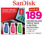 Sandisk Cruzer Blader Triple Pack 8GB PDQ SDCZ50C-008G