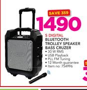 S Digital Bluetooth Trolley Speaker Bass Cruzer