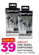 Amplify Vibe Series Earphones AMP-1003-BKGR-Each