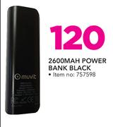Muvit 2600 Mah Power Bank Black