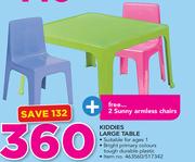Sunny Kiddies Large Table With Free 2 Sunny Armless Chairs