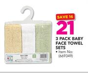 Little One 3 Pack Baby Face Towel Sets