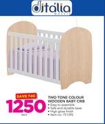 Ditalia Two Tone Colour Wooden Baby Crib-Each