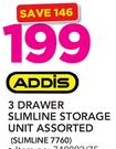 Addis 3 Drawer Slimline Storage Unit Assorted SLIMLINE 7760