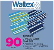 Waltex Tropica 3 Piece Bath Mat Set-Per Set