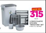 Addis 5 Piece Plastic Kitchen "Bigga Bin" Set-Per Set