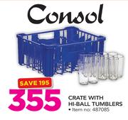 Consol Crate With Hi Ball Tumblers