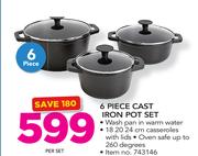 Mainstays 6 Piece Casr Iron Pot Set-Per Set