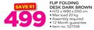 Flip Folding Desk Dark Brown
