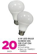 Eurolux 6W LED Bulb Screw On Or Clip In-Each