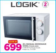 Logik 20Ltr Manual Microwave Oven P70H20L-SEW