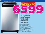 Samsung 15Kg Aciive Dual Wash Washing Machine Metallic WA15J5730SS F