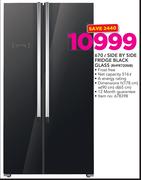Russell Hobbs 670Ltr Side By Side Fridge Black Glass RHFR720MB