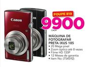Canon Máquina de Fotografar preta IXUS 185-cada