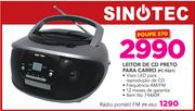Sinotec Leitor de CD Preto para carro PC-9261