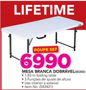 Lifetime mesa branca dobrável