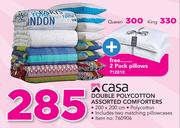 Casa Queen Polycotton Assorted Comforters With Free 2 Pack Pillows