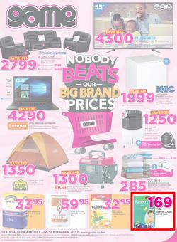 Game Botswana : Nobody Beats Our Big Brand Prices (24 Aug - 6 Sep 2017), page 1