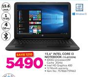HP 15.6" Intel Core i3 Notebook 15-AY035NI