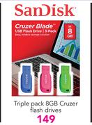 Sandisk Triple Pack 8GB Cruzer Flash Drive