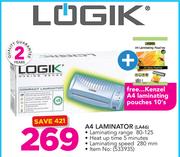 Logik A4 Laminator LA46 With Free Kenzel A4 Laminating Pouches 10's Pack