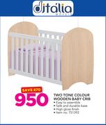 Ditalia Two Tone Wooden Baby Crib