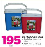 Camp Master 26Ltr Cooler Box In Red Or Blue-Each