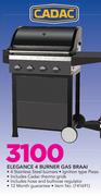 Cadac Elegance 4 Burner Gas Braai Including Cadac Thermo Grids, Hose & Regulator