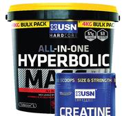 USN Hyperbolic Mass In Choc, Vanilla Or Strawberry-4Kg Each