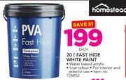 Homestead Fast Hide White Paint-20Ltr