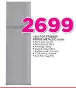 Defy 183Ltr Top Freezer Fridge Metallic D220D